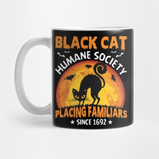 Black Cat Halloween Scary Spooky Retro Vintage Mug